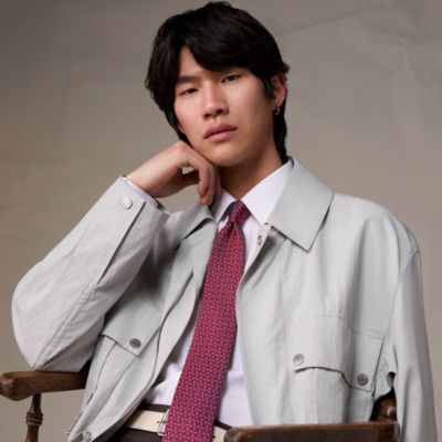 HERMESネクタイエルメスカラー ポシェット - グレー - メンズ, ネクタイ・スカーフ・マフラー